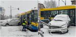 Autobus zderzył się z samochodem osobowym. Zima paraliżuje drogi na Pomorzu [FILM]